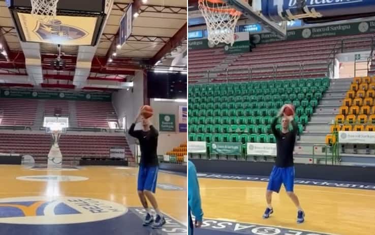 Achille Polonara torna ad allenarsi in palestra a Sassari. VIDEO