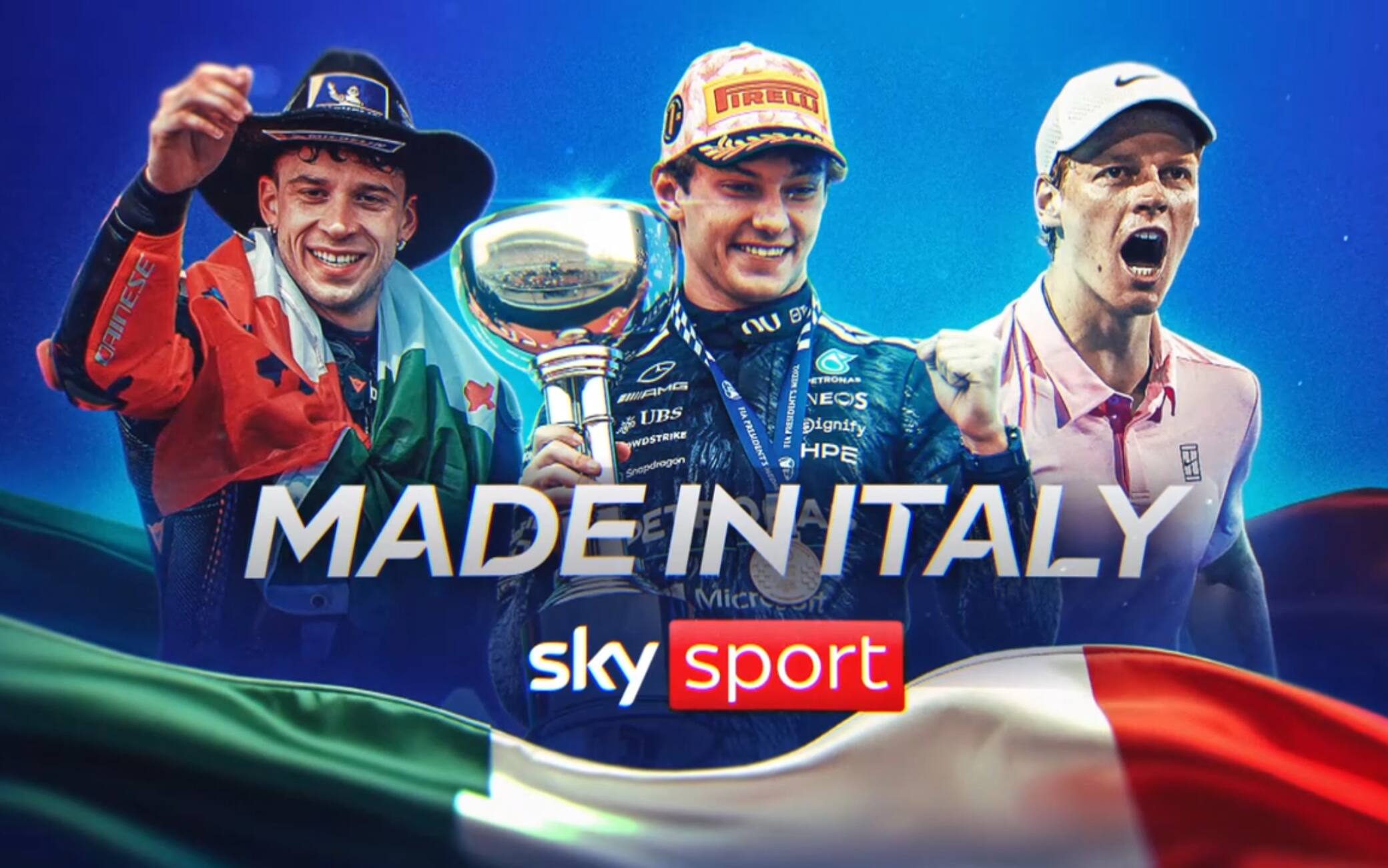 Sky, ascolti al top per i trionfi azzurri in Formula 1, MotoGP e tennis