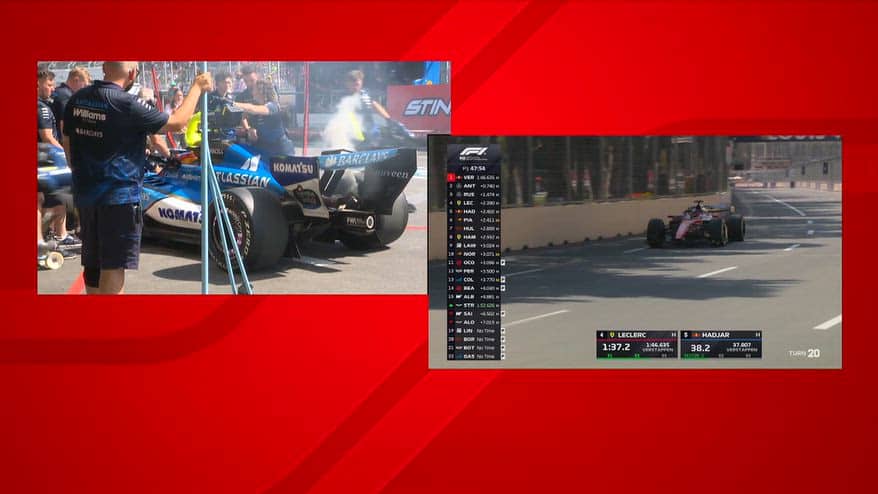Sainz, fiamme sulla Williams durante le prove libere a Baku