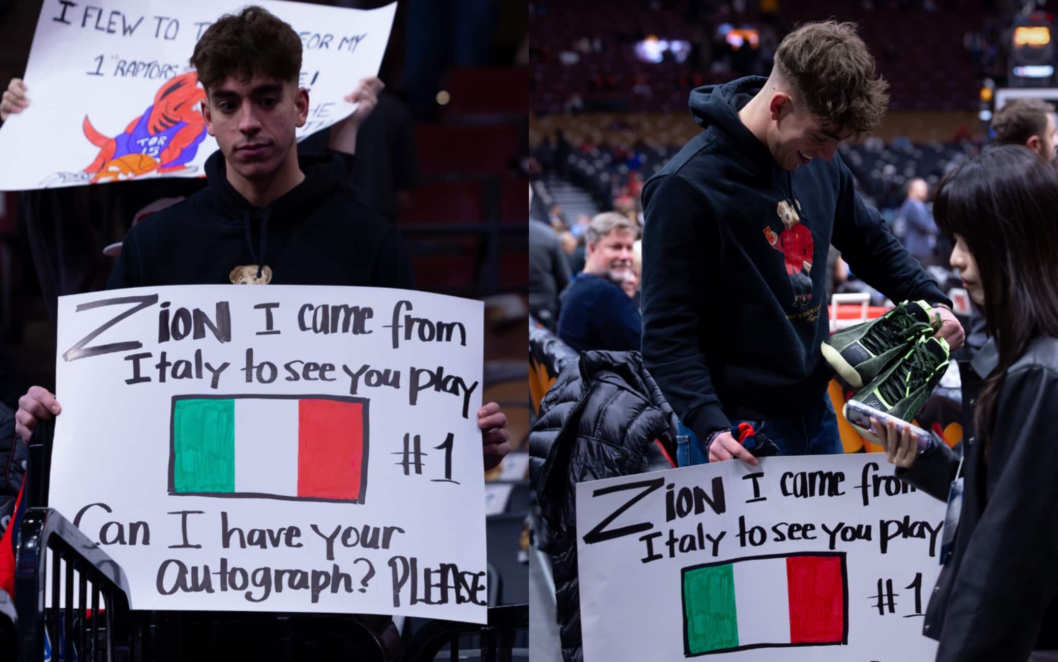 NBA, dall'Italia per Zion: un tifoso chiede l'autografo e riceve le scarpe del suo idolo