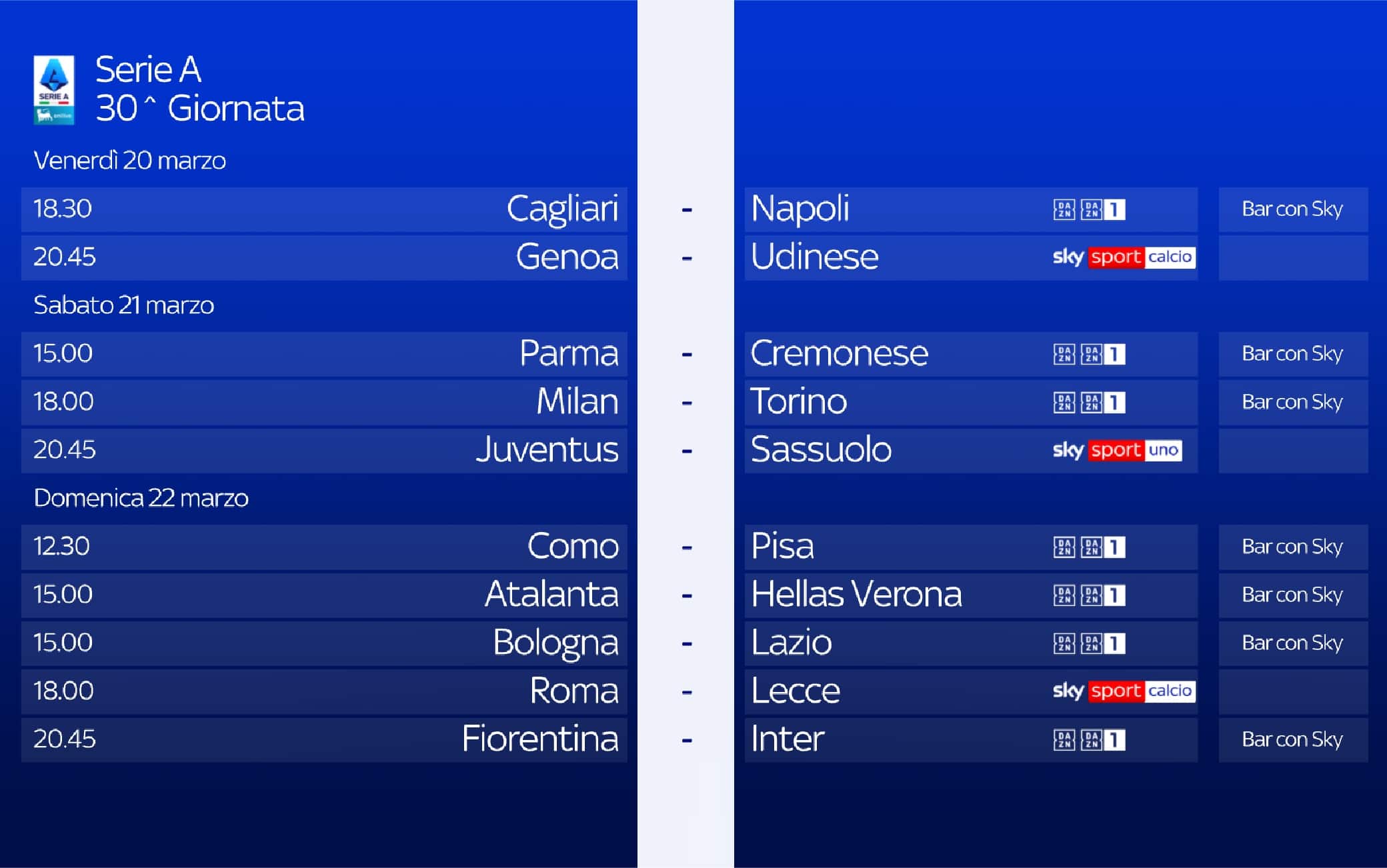 Serie A, la presentazione della 30^ giornata: orari, arbitri e squalificati