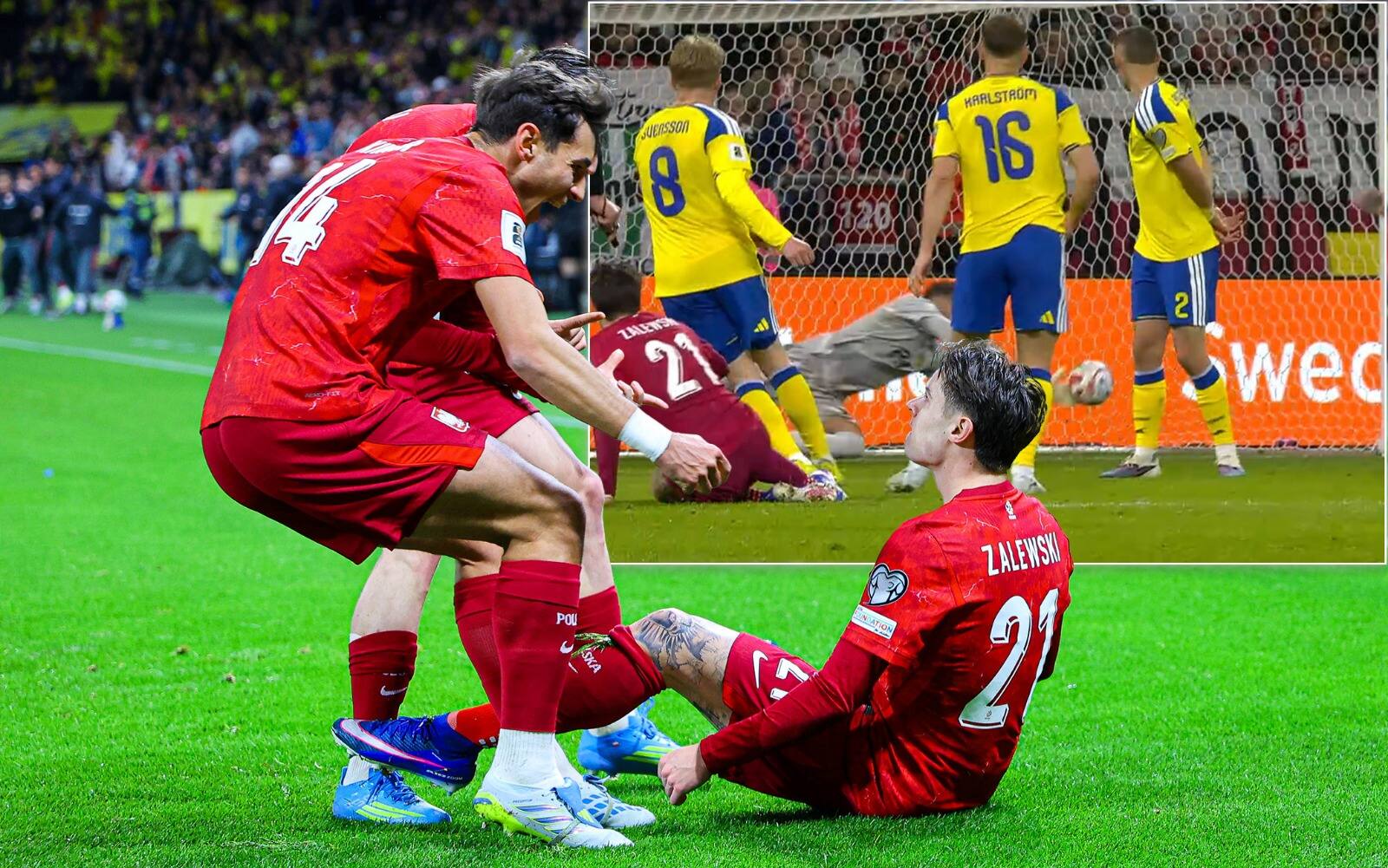 Svezia-Polonia, il gol di Zalewski: segna scivolando ma Nordfeldt lo aiuta. VIDEO