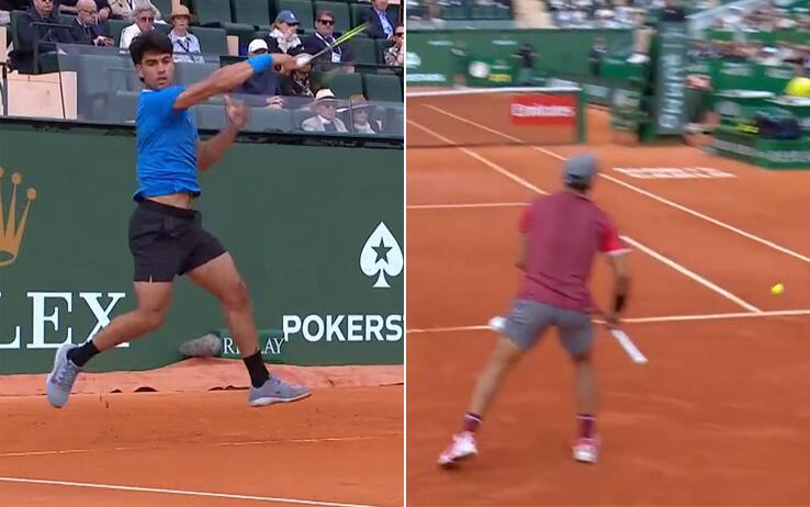 Alcaraz, che potenza: diritto vincente a 184 km/h contro Baez a Monte-Carlo! VIDEO