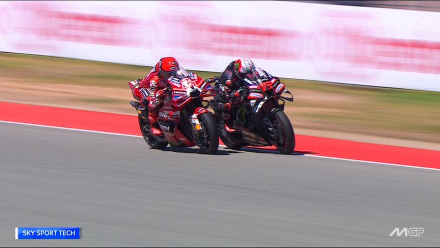GP Aragon, lo Sky Tech del sorpasso di Marquez a Bezzecchi