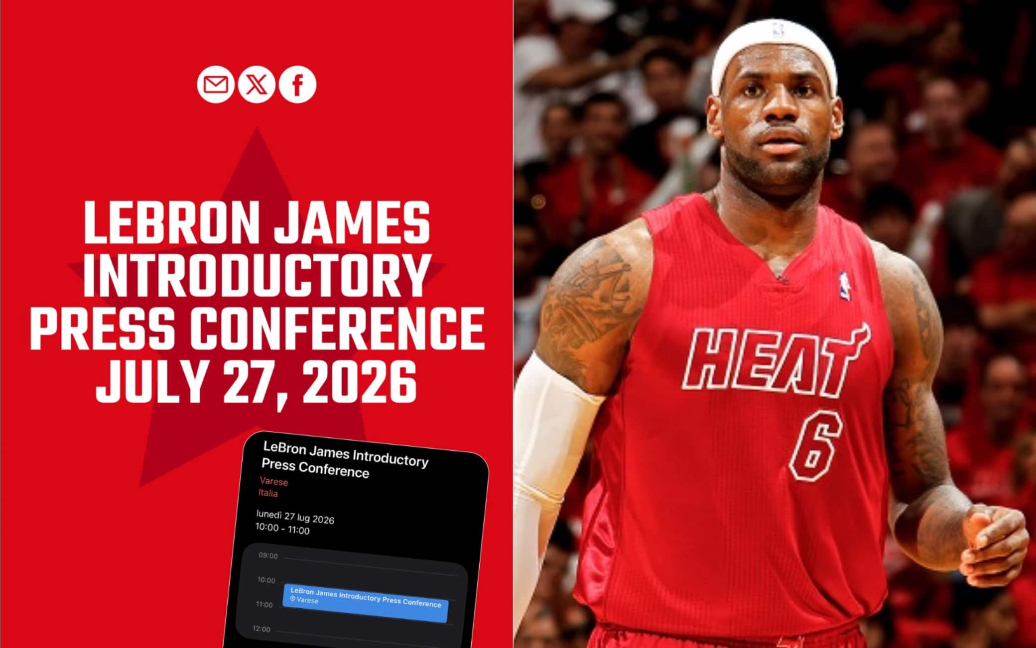 Basket, Varese sui social scherza sulla conferenza stampa di LeBron James