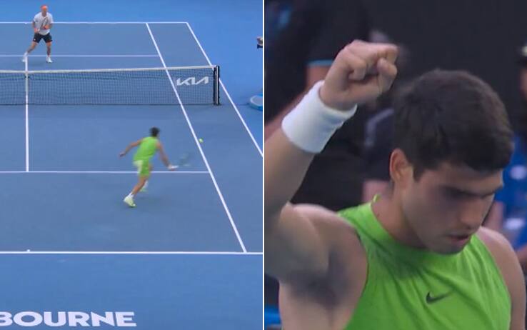 Alcaraz, recupero e punto incredibile contro Zverev agli Australian Open. VIDEO