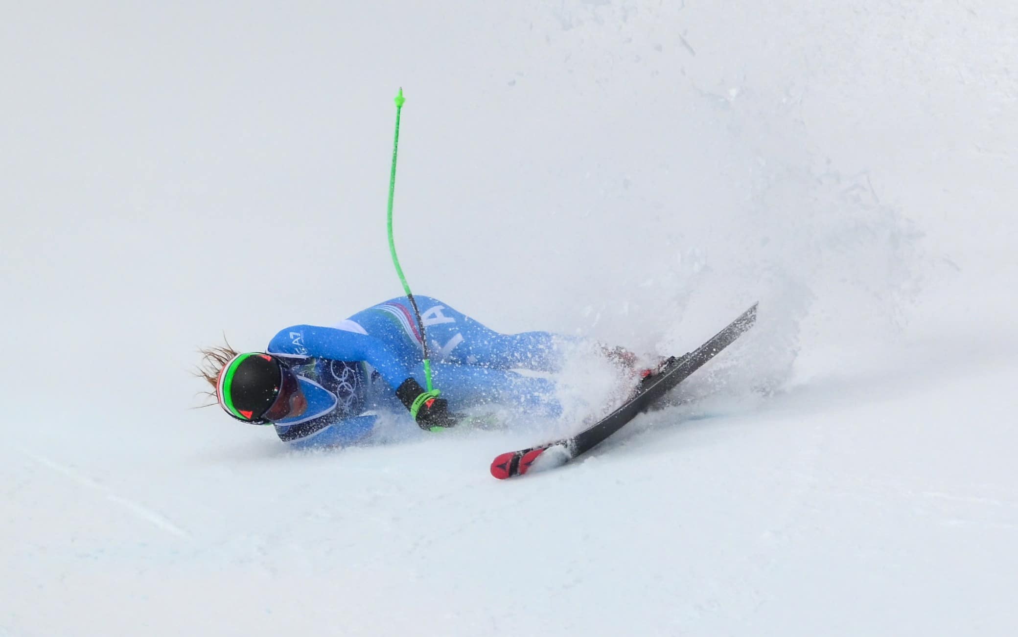 Sofia Goggia caduta oggi nella combinata alle Olimpiadi di Milano-Cortina. FOTOGALLERY