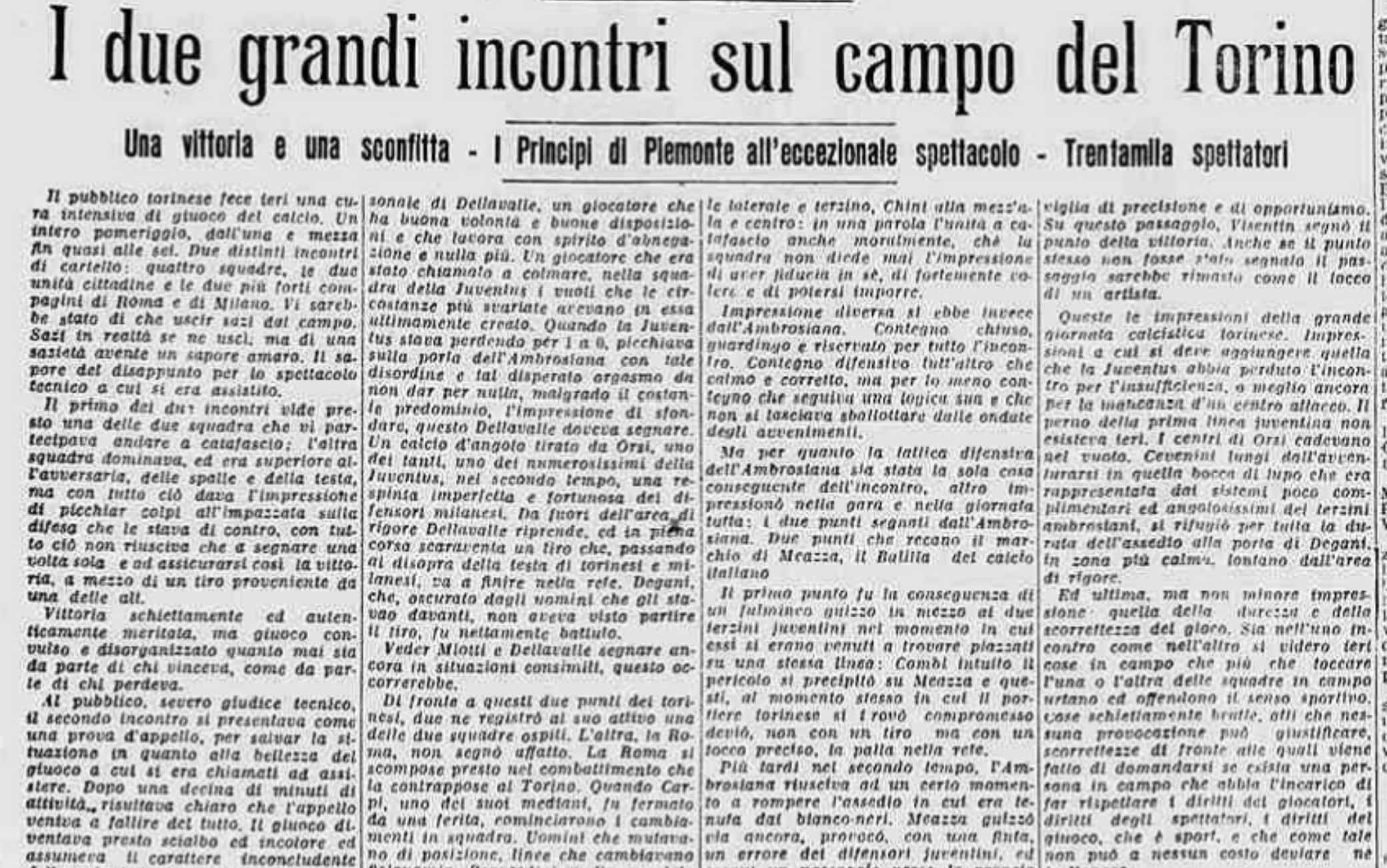 La cronaca degli incontri