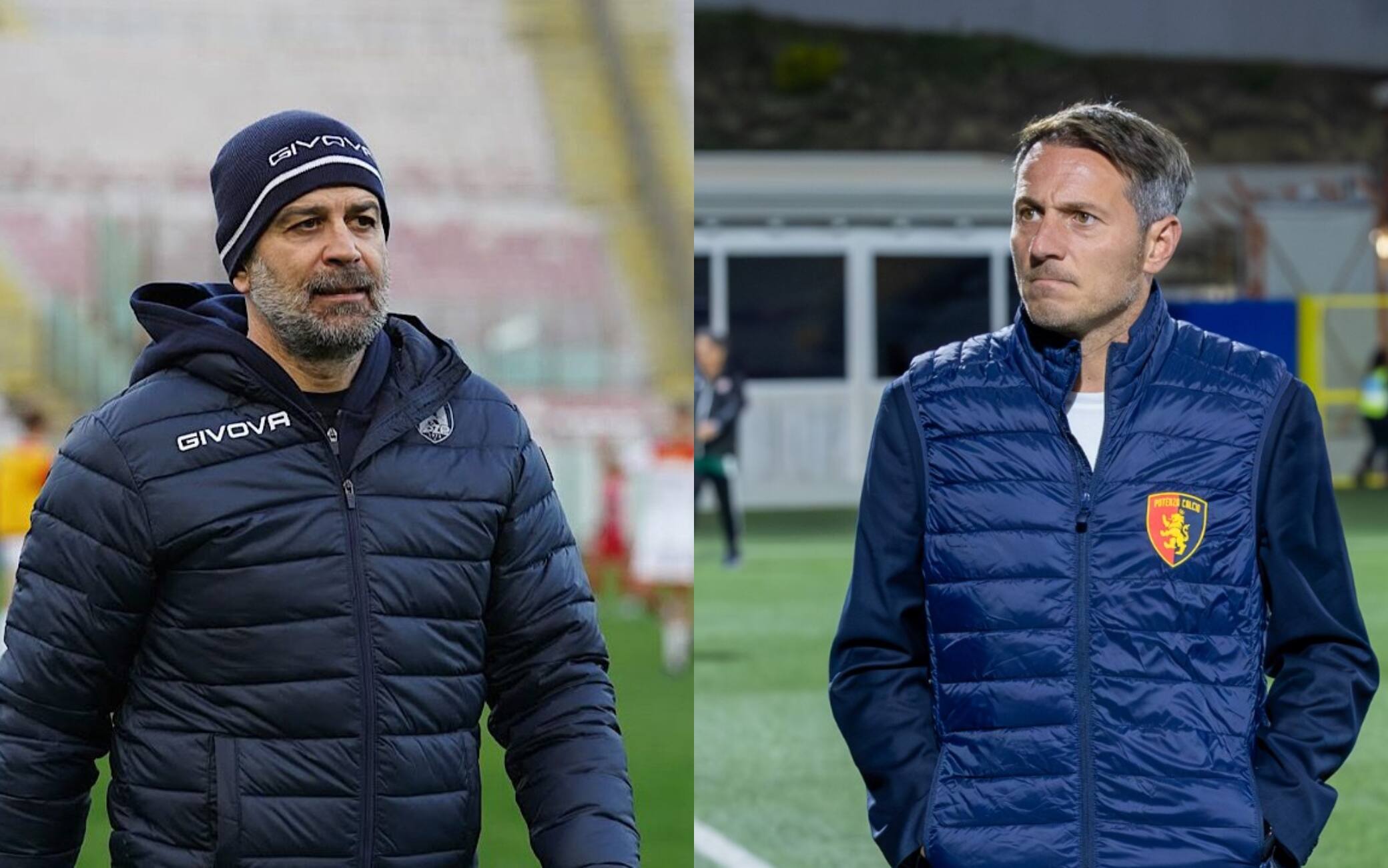 I due allenatori: Tomei (Picerno) e De Giorgio (Potenza)