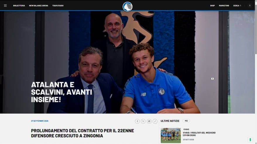 Atalanta, Scalvini rinnova fino al 2031