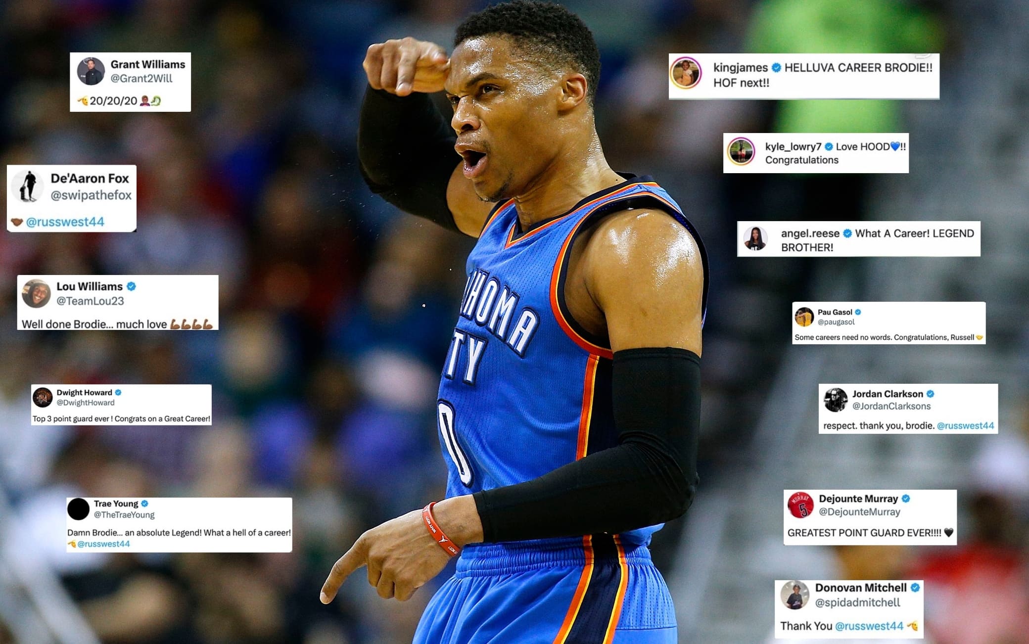 NBA, da LeBron a Gasol e Young: le reazioni social alla notizia del ritiro di Westbrook 