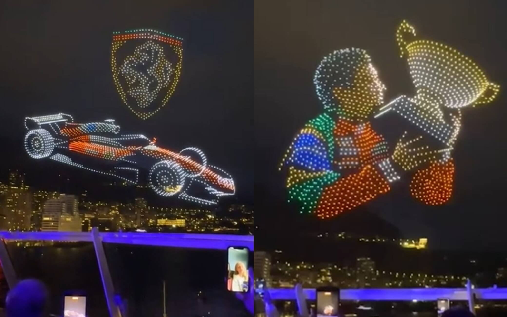 F1, che show a Monaco: coreografia di luci con i droni. VIDEO