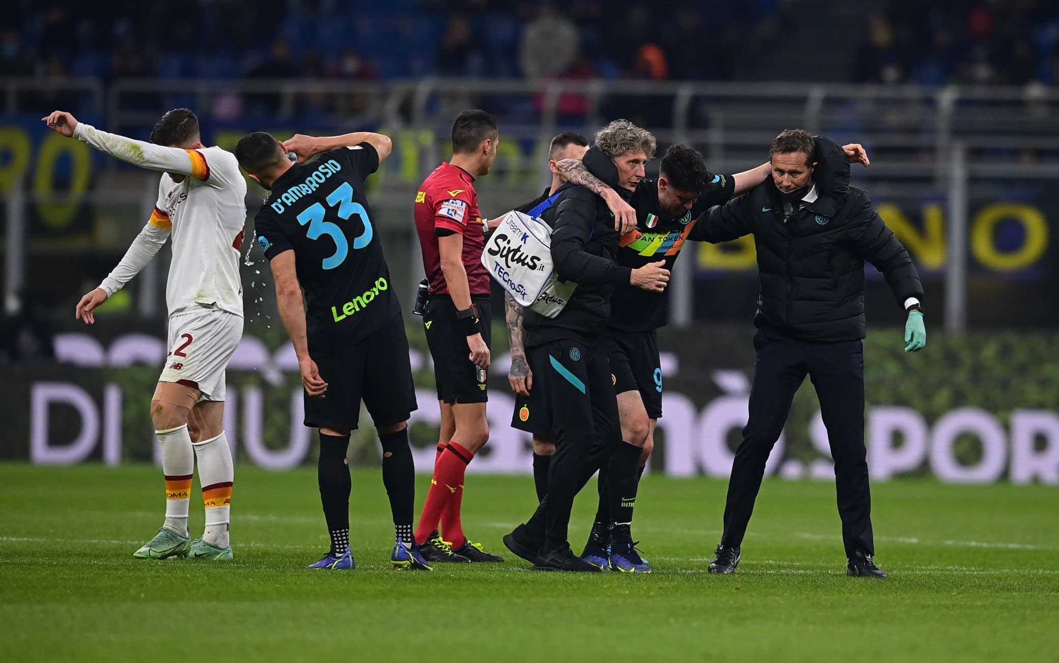 L'infortunio di Bastoni in Inter-Roma