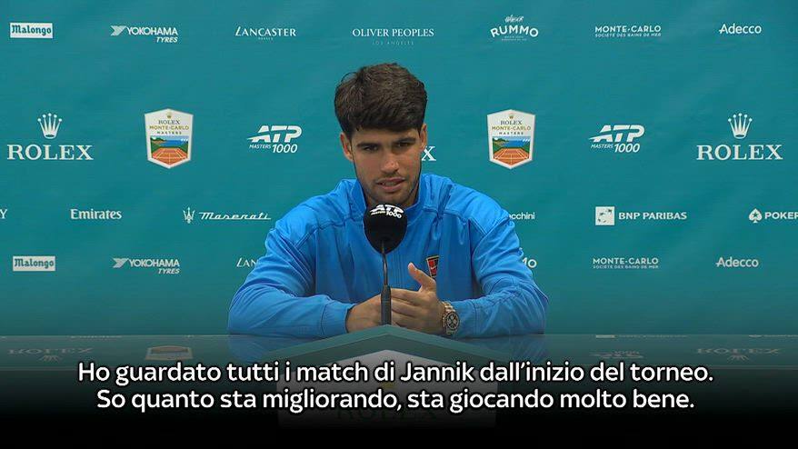 Alcaraz: "Ho visto i match di Sinner, non c'è un favorito"