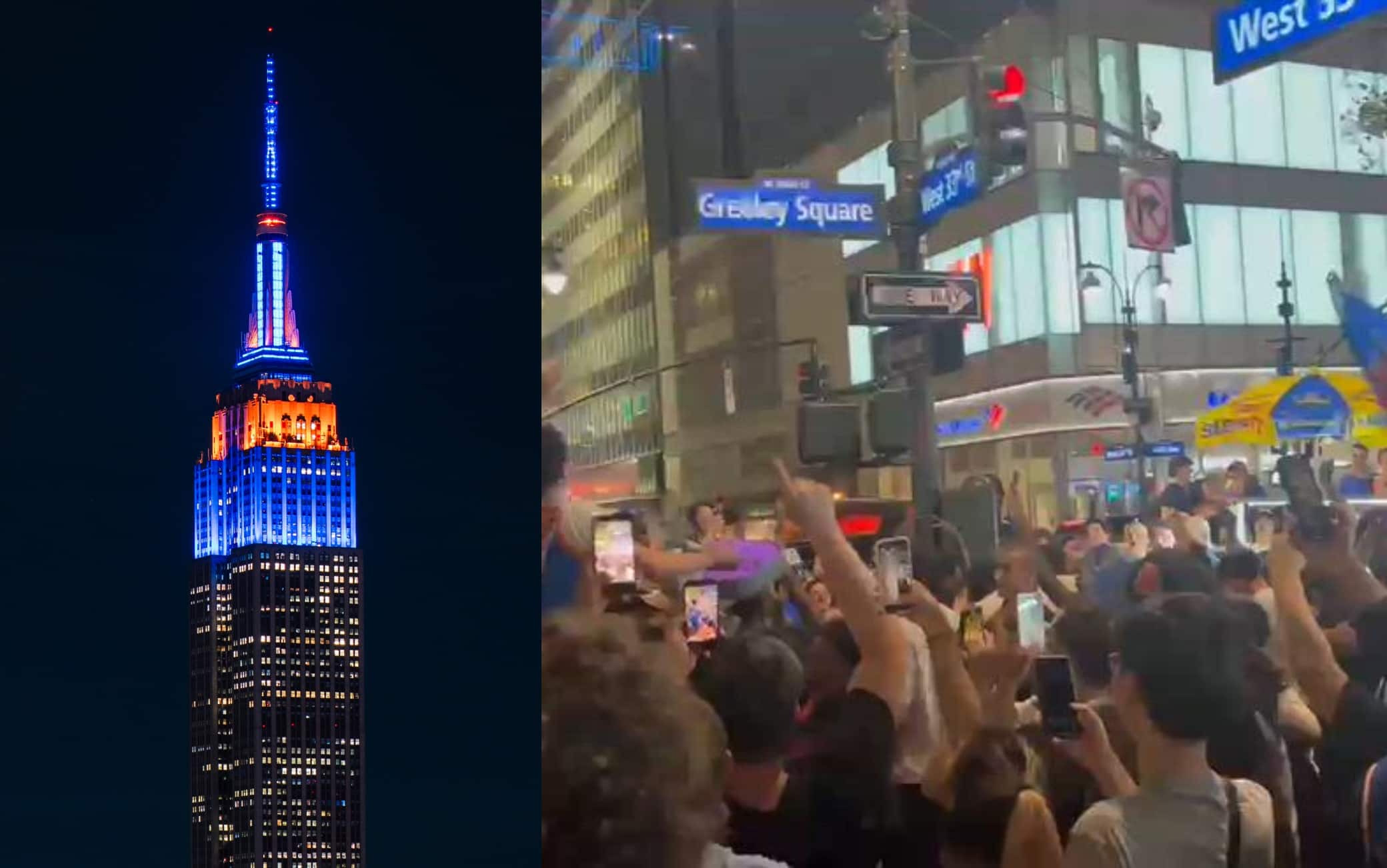 NBA Finals, New York pazza dei Knicks: l'Empire State Building si colora di blu e arancio