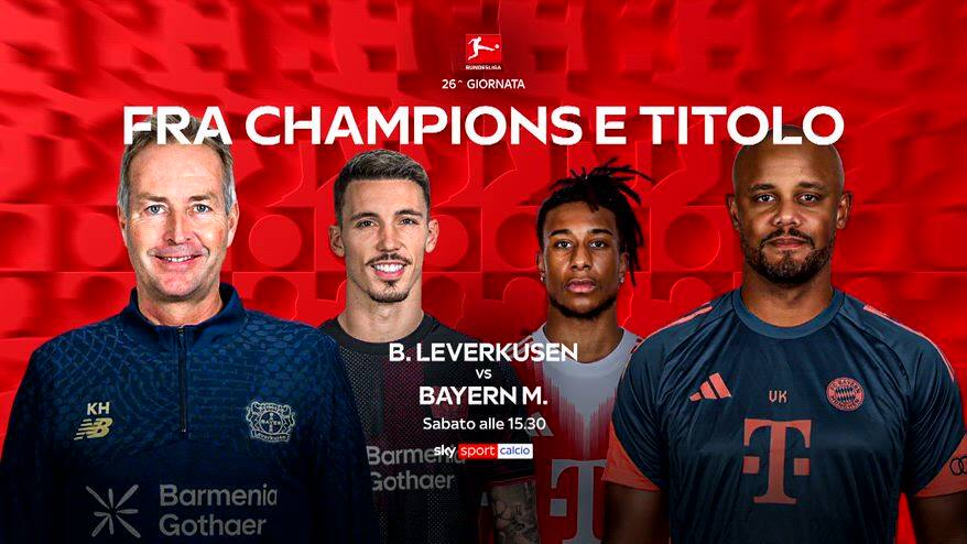 Bundes, 26*^ giornata: B. Leverkusen-Bayern M. su Sky