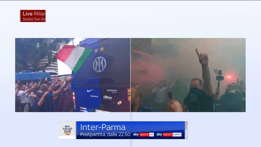 Inter, l'arrivo del pullman a San Siro