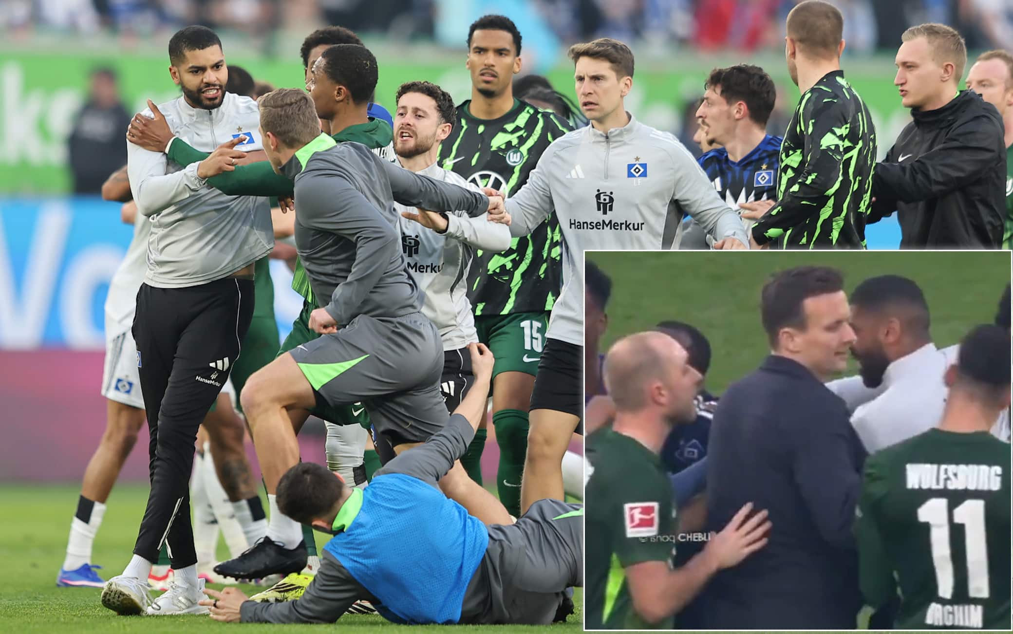 Wolfsburg-Amburgo: rissa nel finale dello scontro salvezza. Foto e ricostruzione