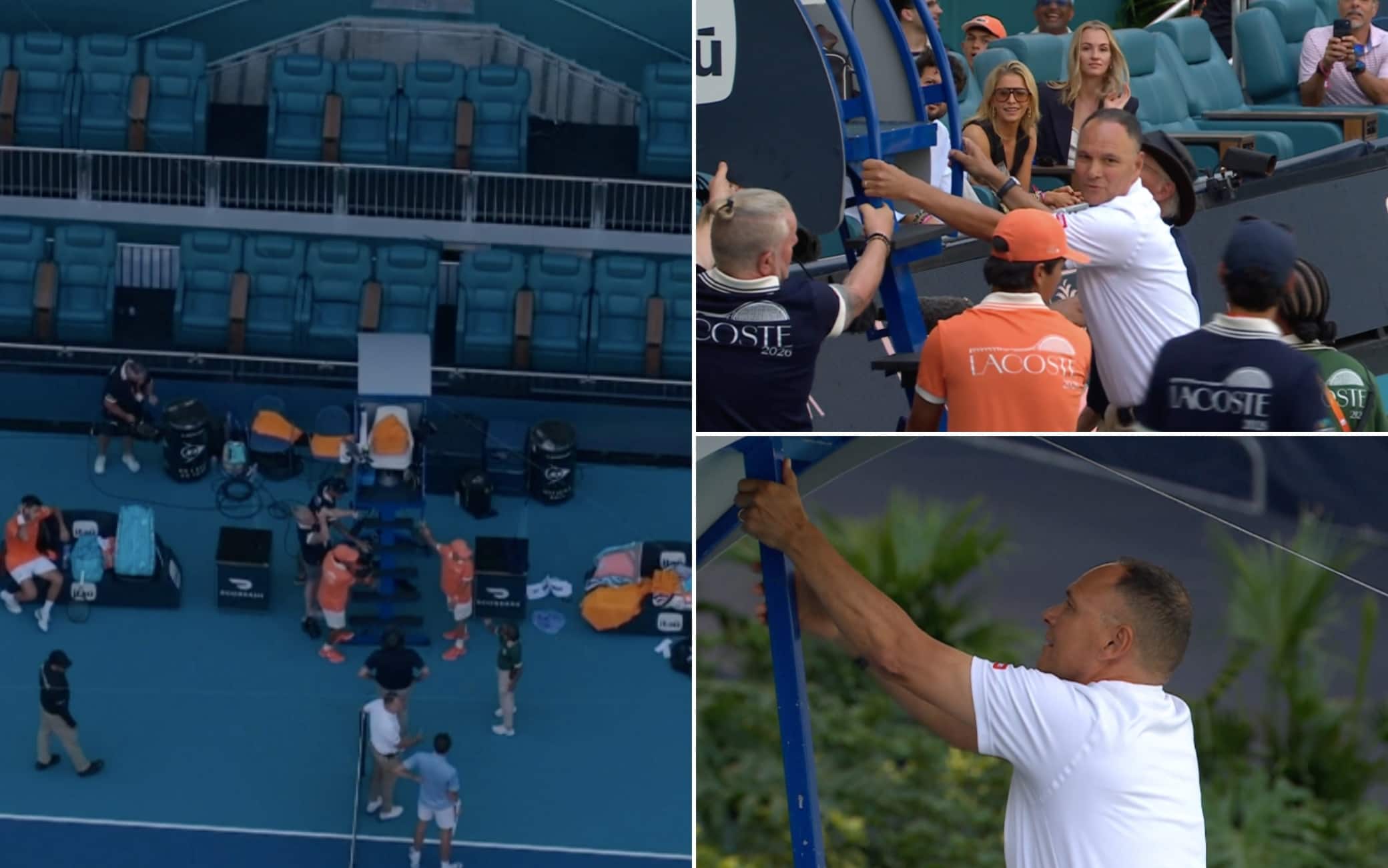 Imprevisto surreale in Medvedev-Cerundolo a Miami: spidercam incastrata 
