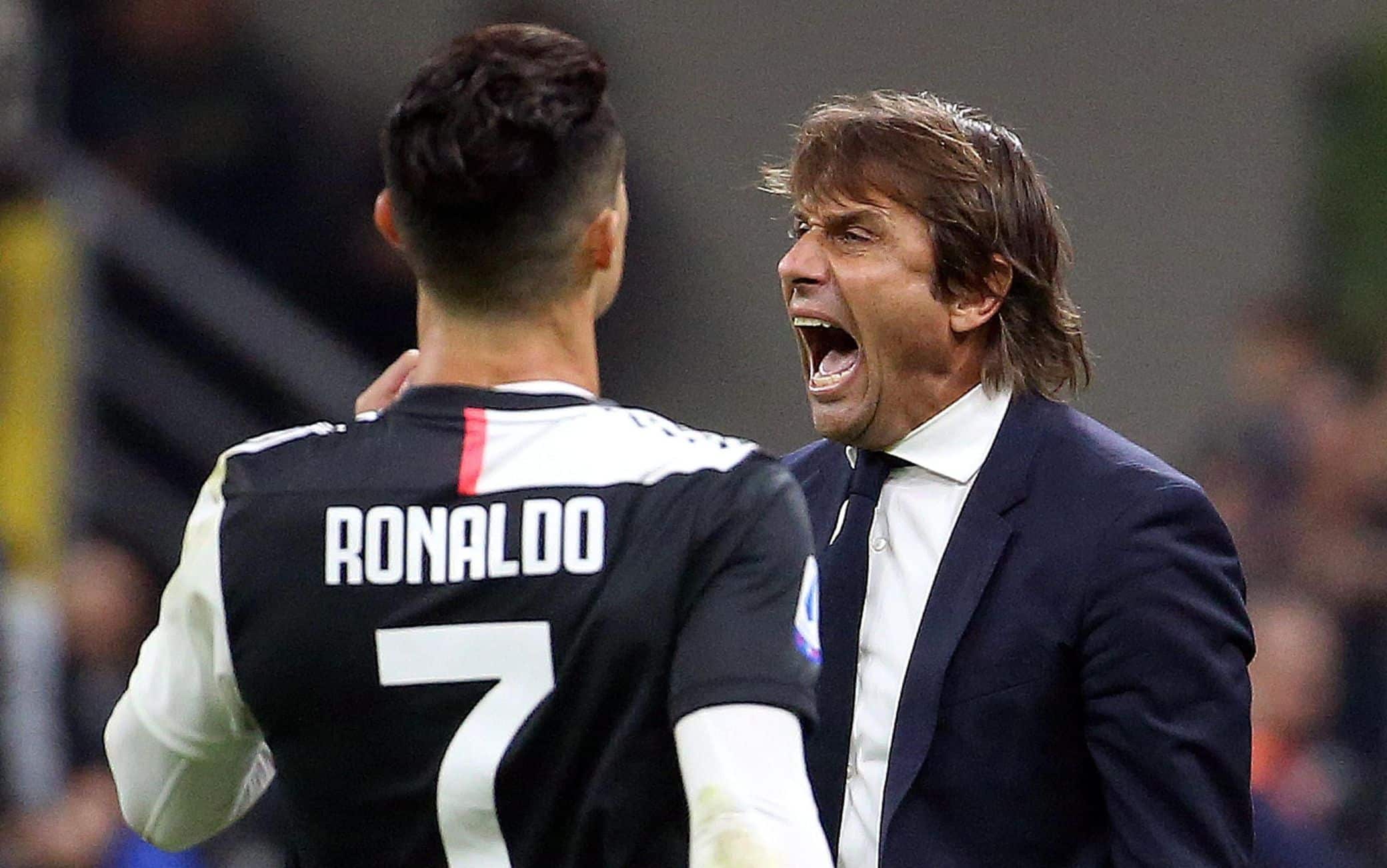 Cristiano Ronaldo e Antonio Conte in Inter-Juventus
