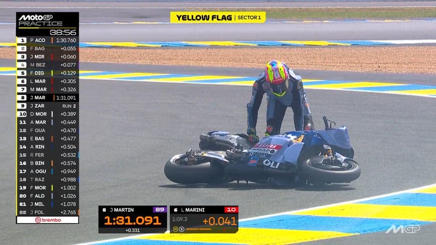 GP Francia, la caduta di Aldeguer nelle pre-qualifiche