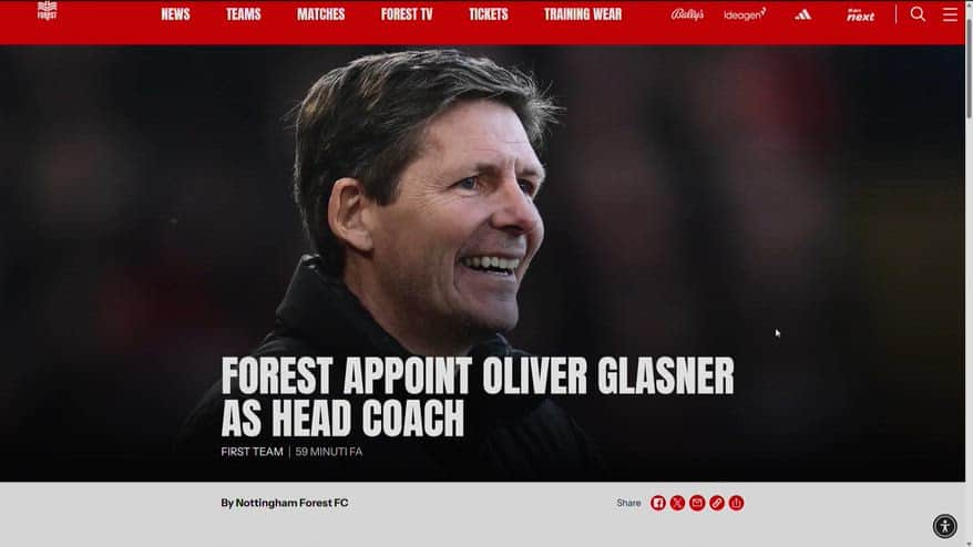 Glasner è il nuovo allenatore del Nottingham Forest