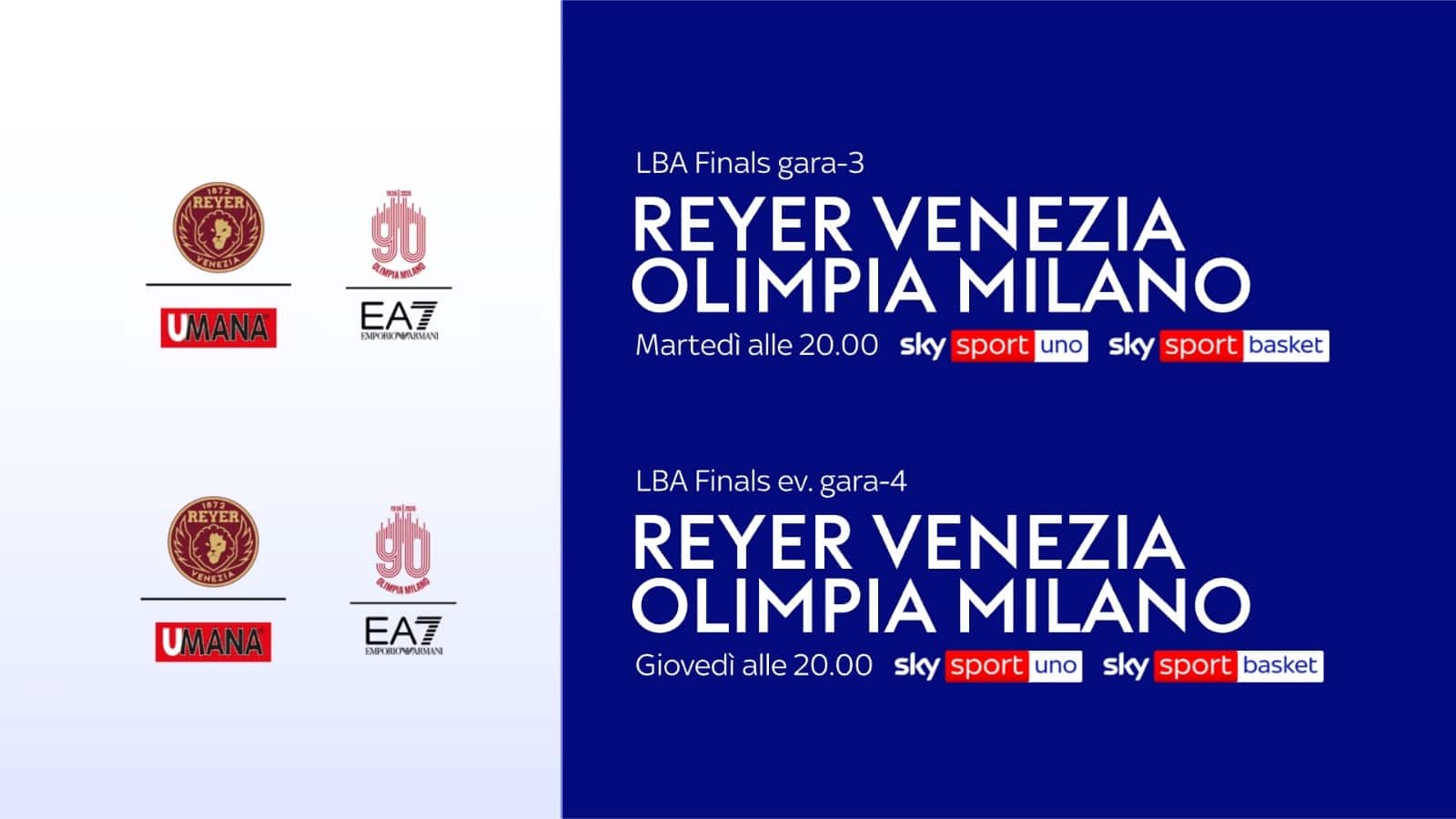 Venezia-Milano, Gara 3 finale Scudetto LBA in diretta tv e streaming su Sky e Now
