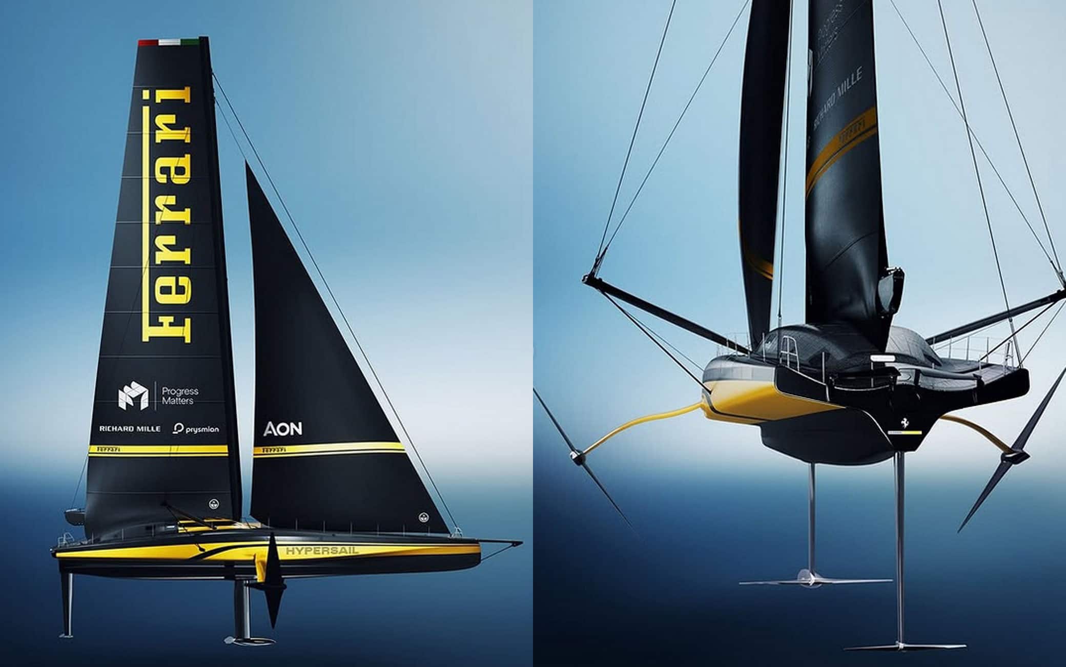 Ferrari Hypersail: le foto della livrea del monoscafo oceanico