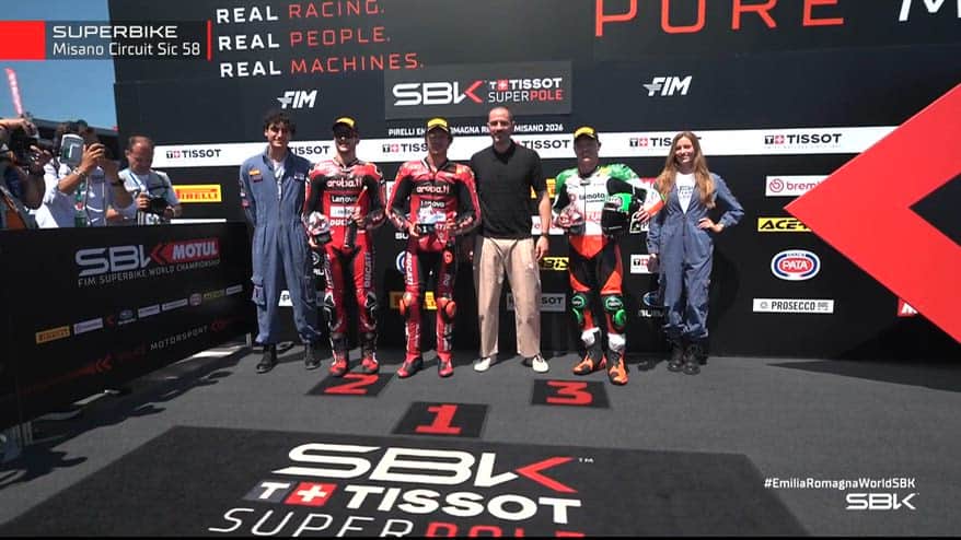 Superbike a Misano, Bonucci premia i primi 3 della Superpole