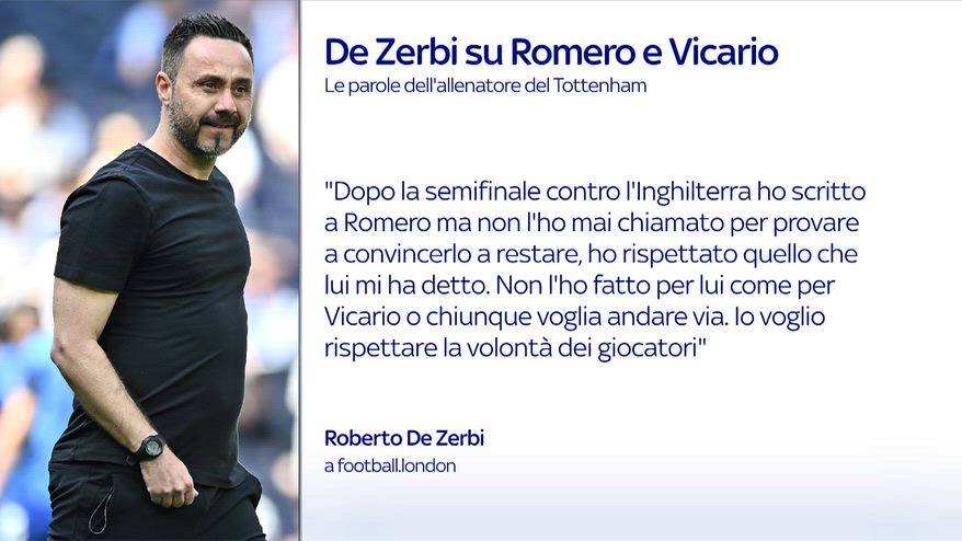 Tottenham, le parole di De Zerbi su Vicario e Romero