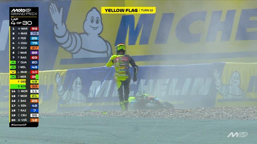 Di Giannantonio, la caduta nella gara del Sachsenring