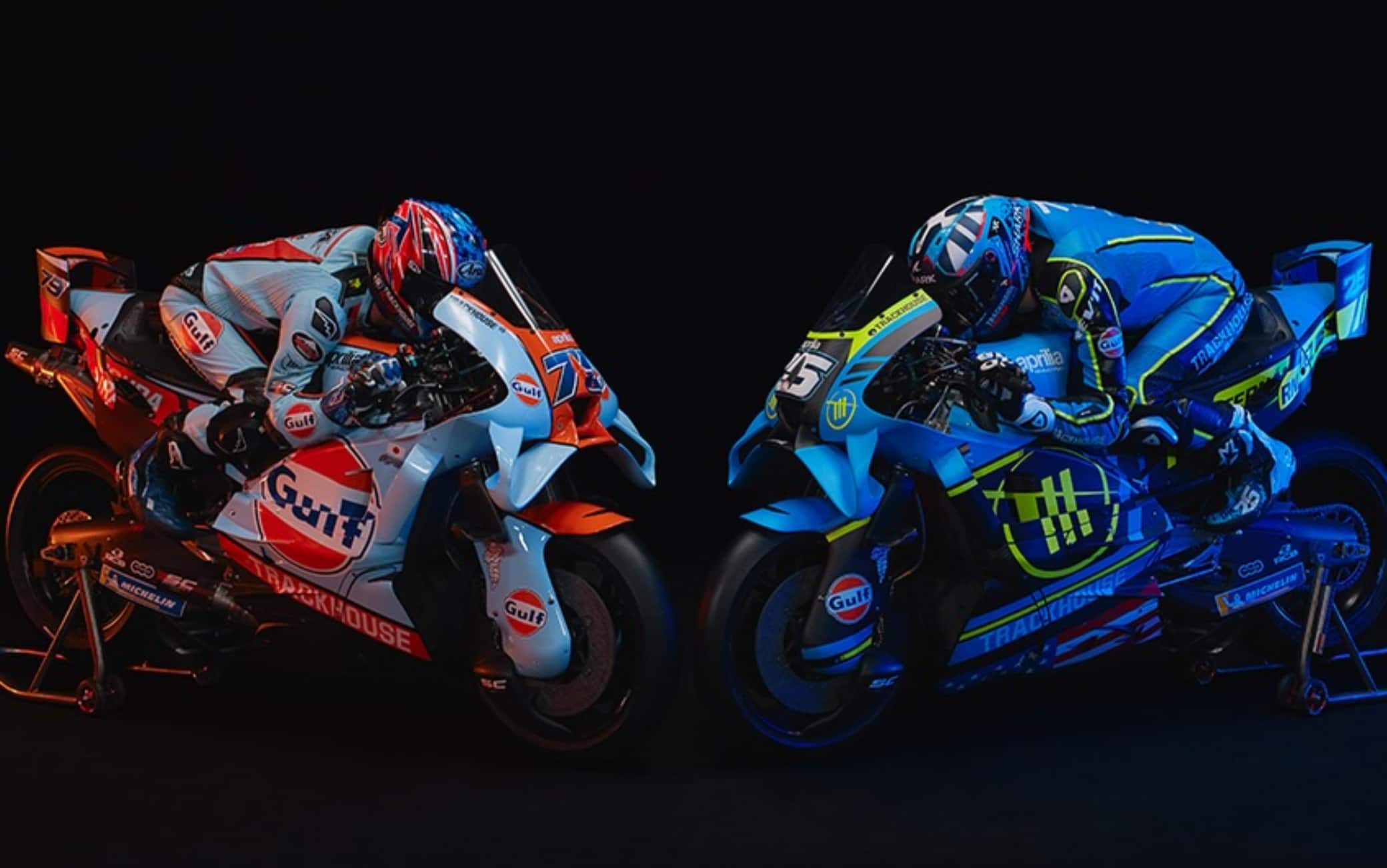 Aprilia Trackhouse in MotoGP, le nuove livree delle moto di Fernandez e Ogura
