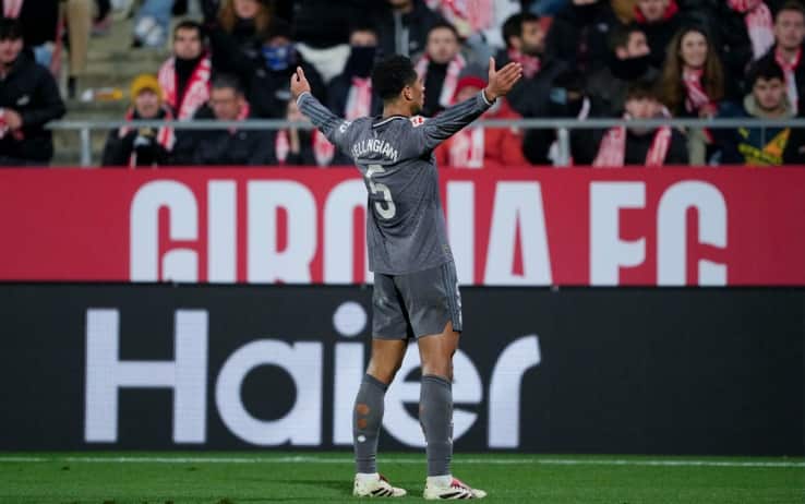 L'esultanza di Bellingham per il gol prima dell'infortunio