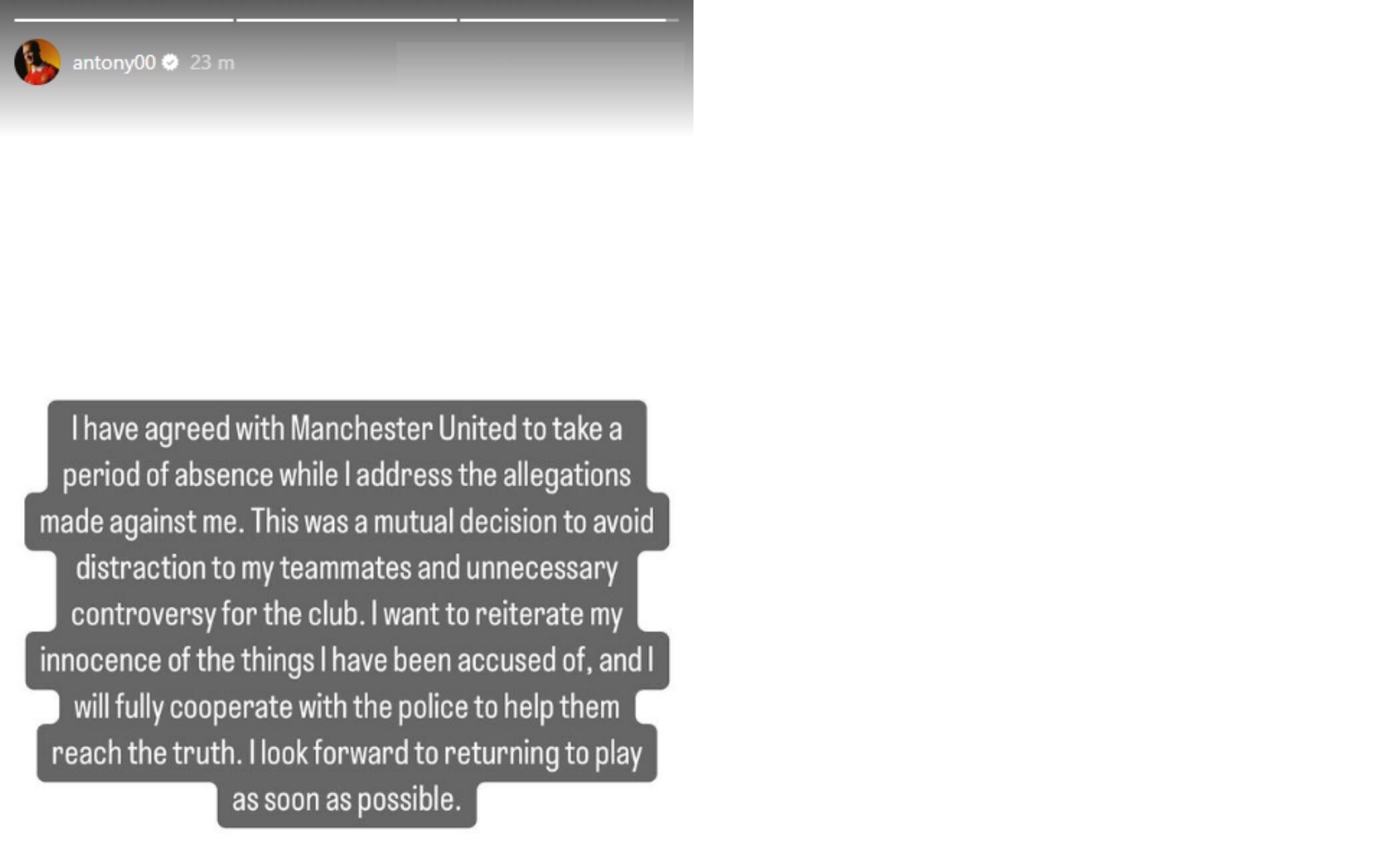 La story di Antony su Instagram