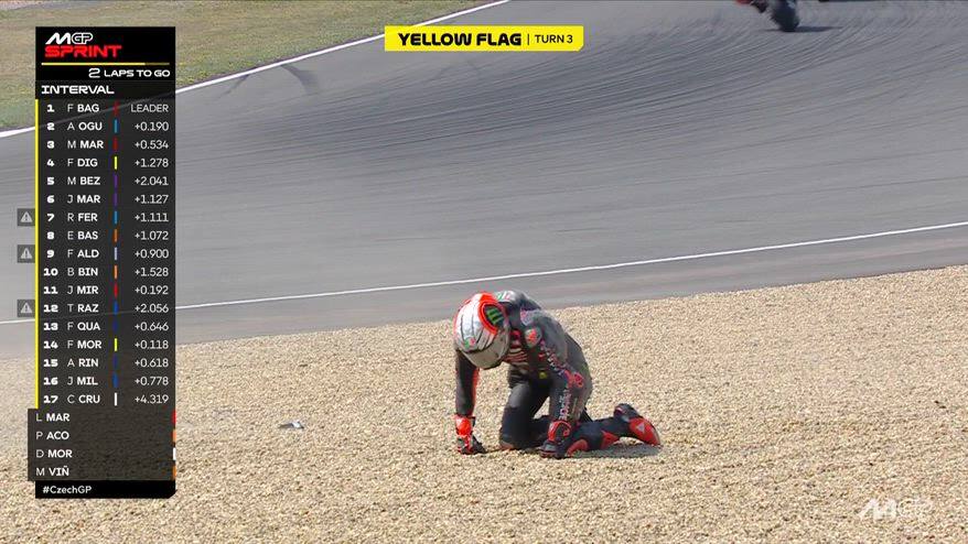 Brno, la Sprint di Bezzecchi si chiude nella ghiaia