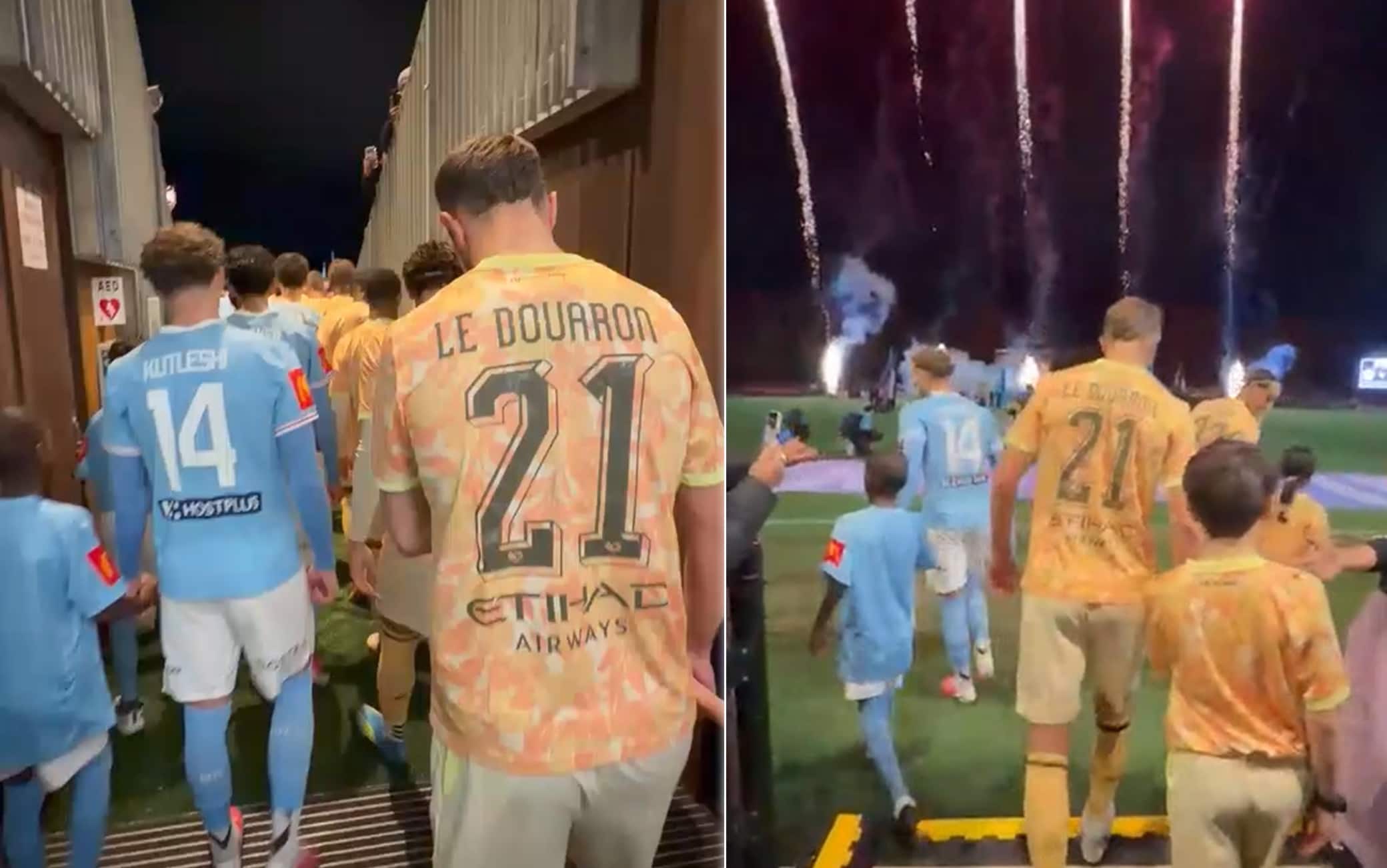 Palermo-Melbourne City, l’ingresso in campo sulle note di 'Io che amo solo te'