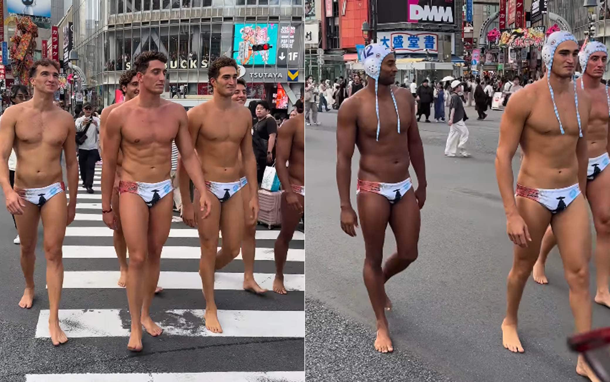 Pro Recco, i giocatori in costume per le strade di Tokyo. VIDEO