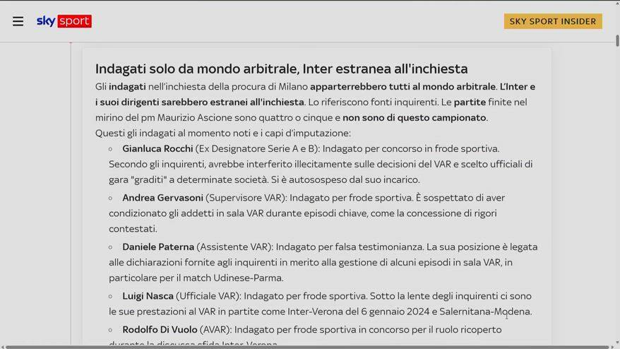 Caso Rocchi, indagati solo arbitri: Inter non coinvolta