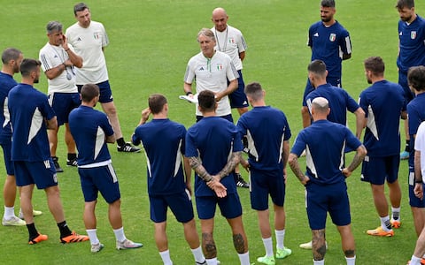 Head coach of Italy Roberto Mancini during a training session of the Italian national team at Coverciano traning centre in Florence, Italy, 14 June 2023ANSA/CLAUDIO GIOVANNINI