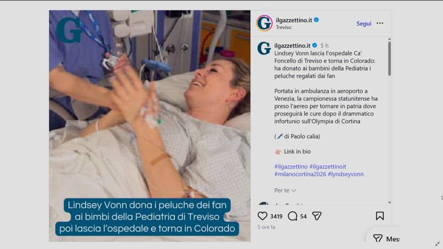 Vonn dimessa dall'ospedale e partita per gli Usa: le news