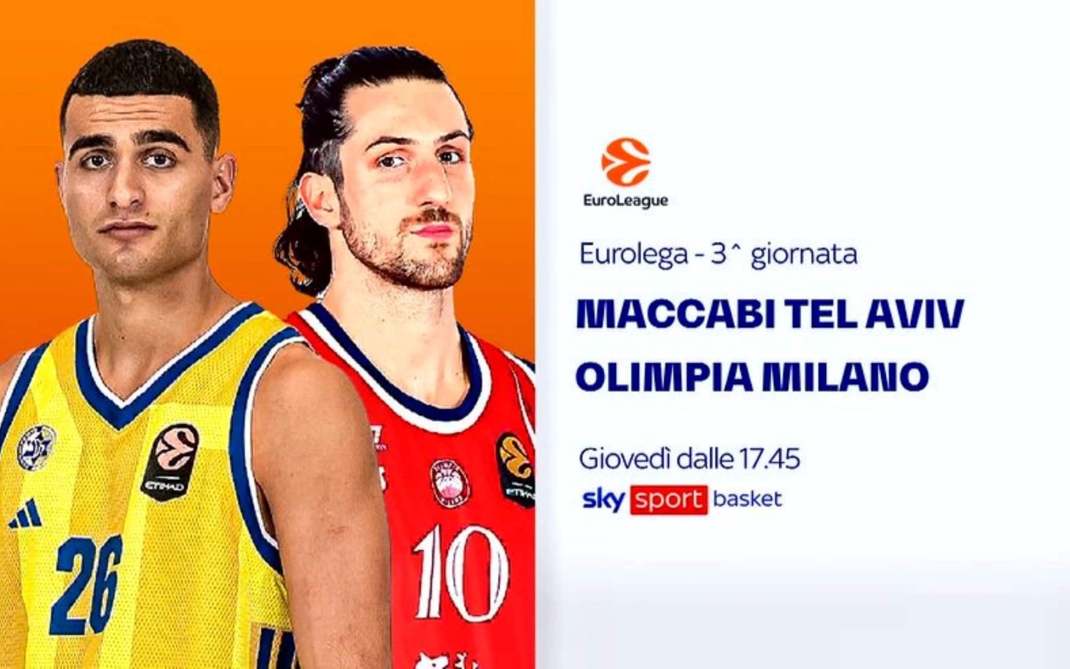 Maccabi Tel Aviv-Olimpia Milano di Eurolega: dove vedere la partita in tv e streaming