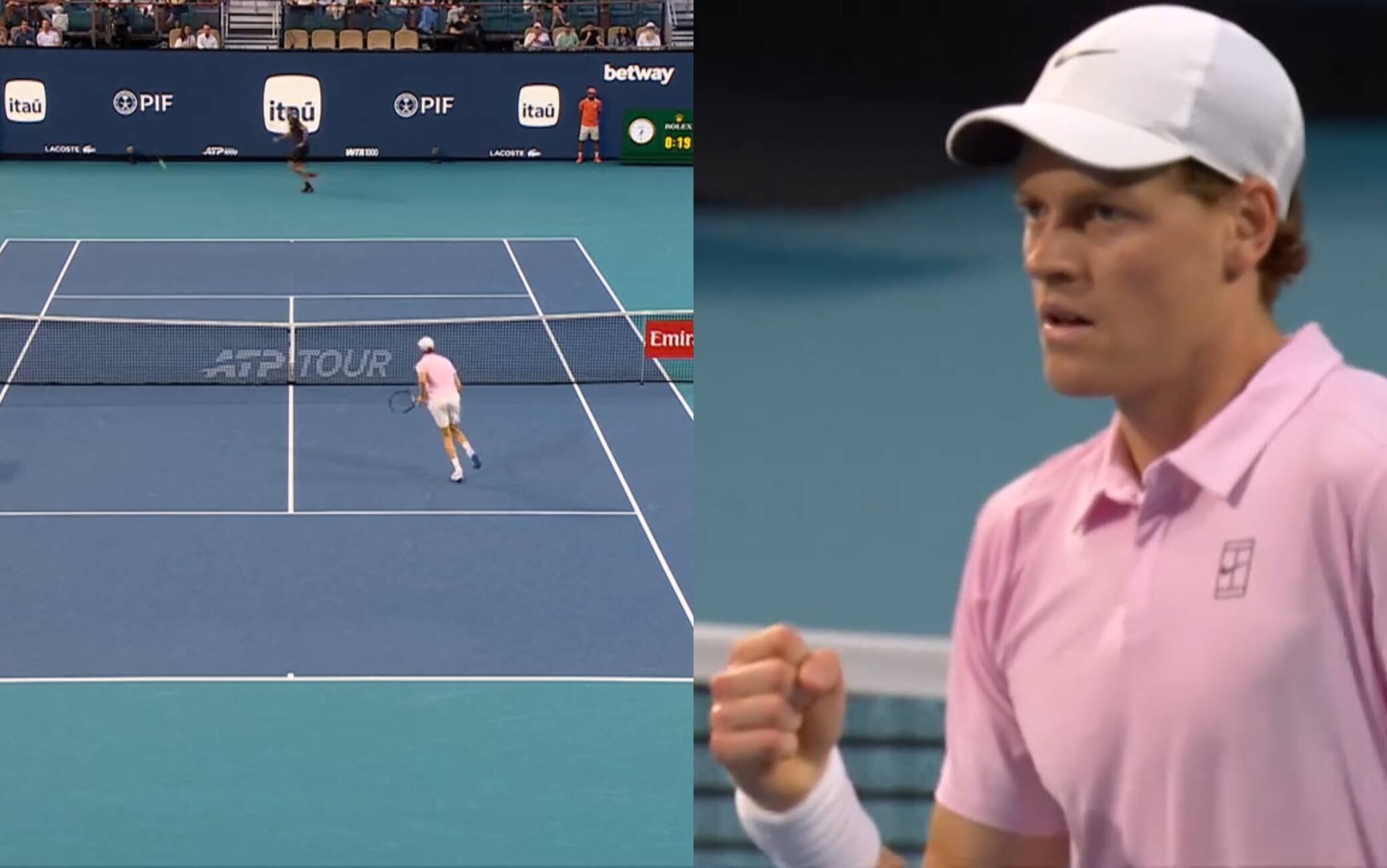 Sinner, che show con Zverev all'Atp Miami: punto stupendo dopo 22 colpi!