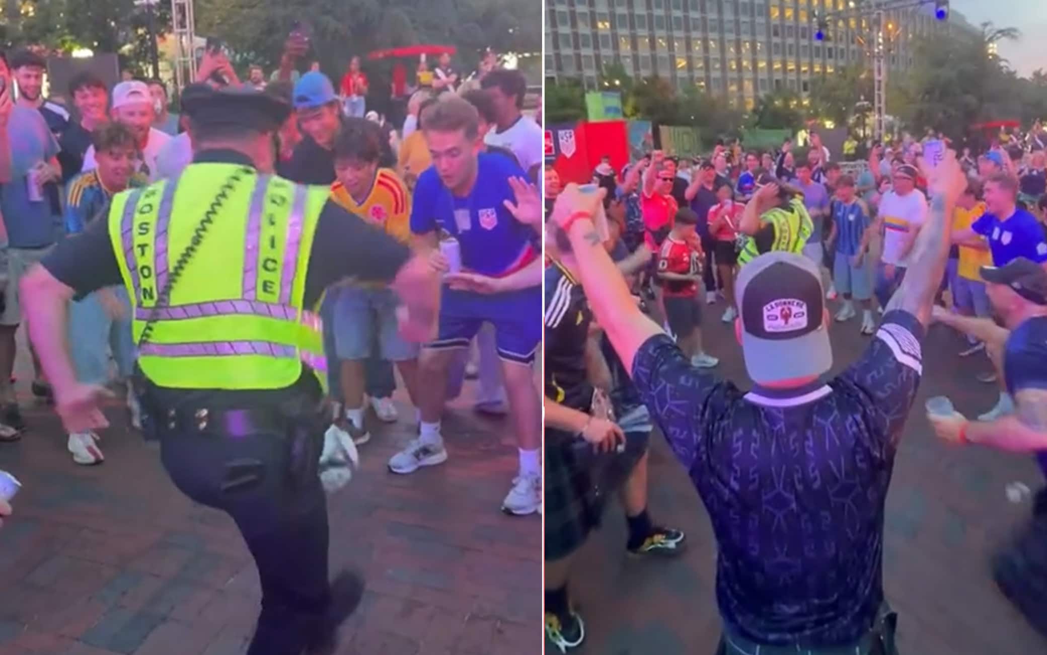 Mondiali 2026, lo show del poliziotto con i tifosi: palleggi da fenomeno e delirio. VIDEO