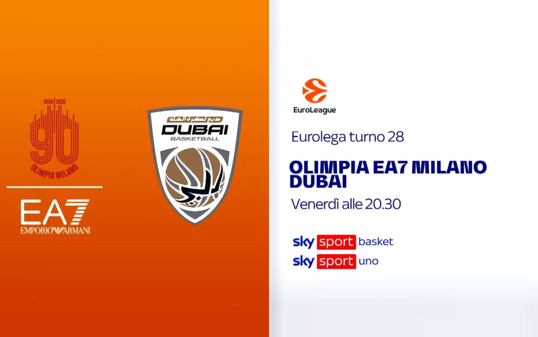 Olimpia Milano-Dubai: dove vedere la partita in tv e streaming