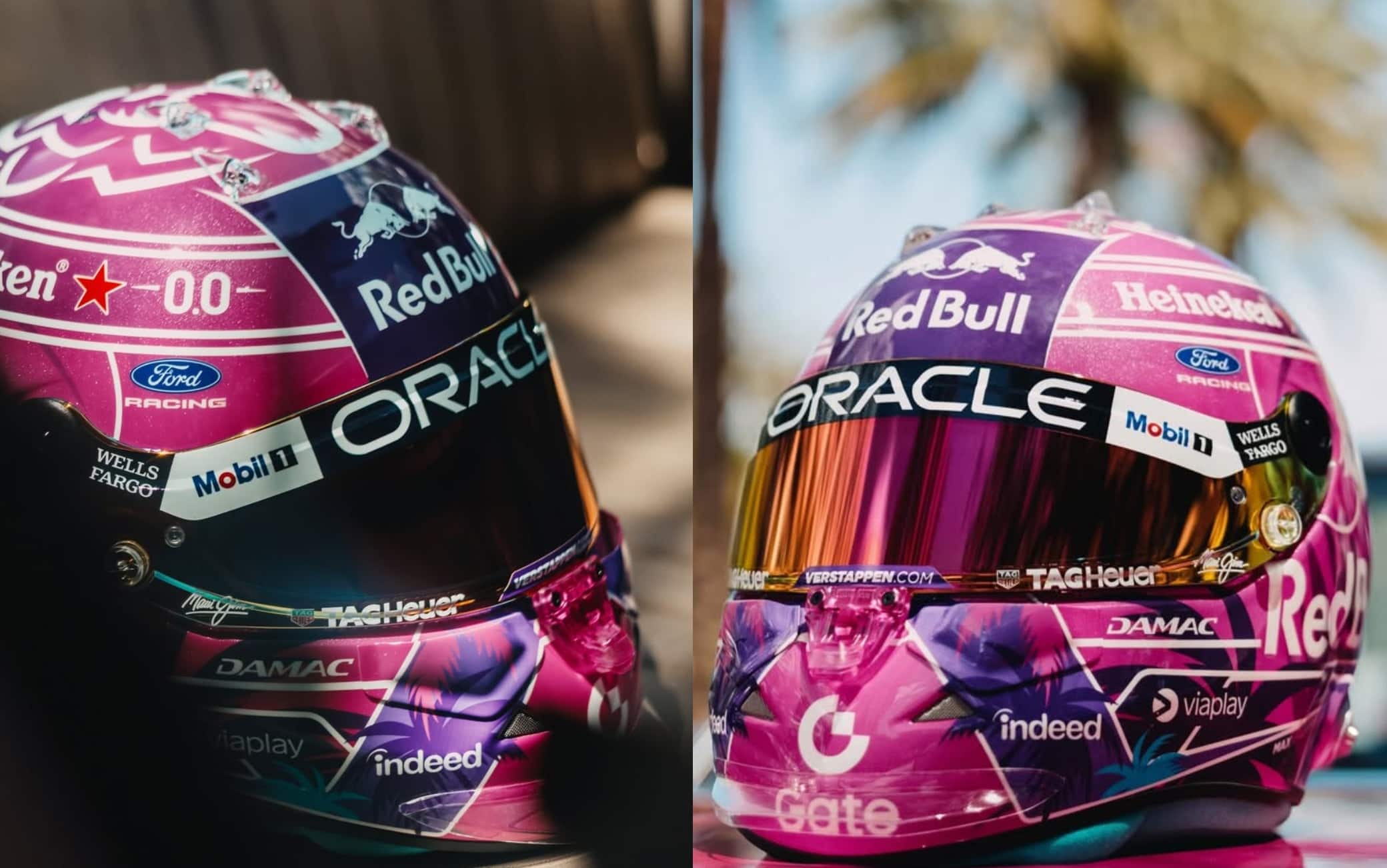 F1, Verstappen svela un casco dai colori inediti per il GP di Miami: le FOTO