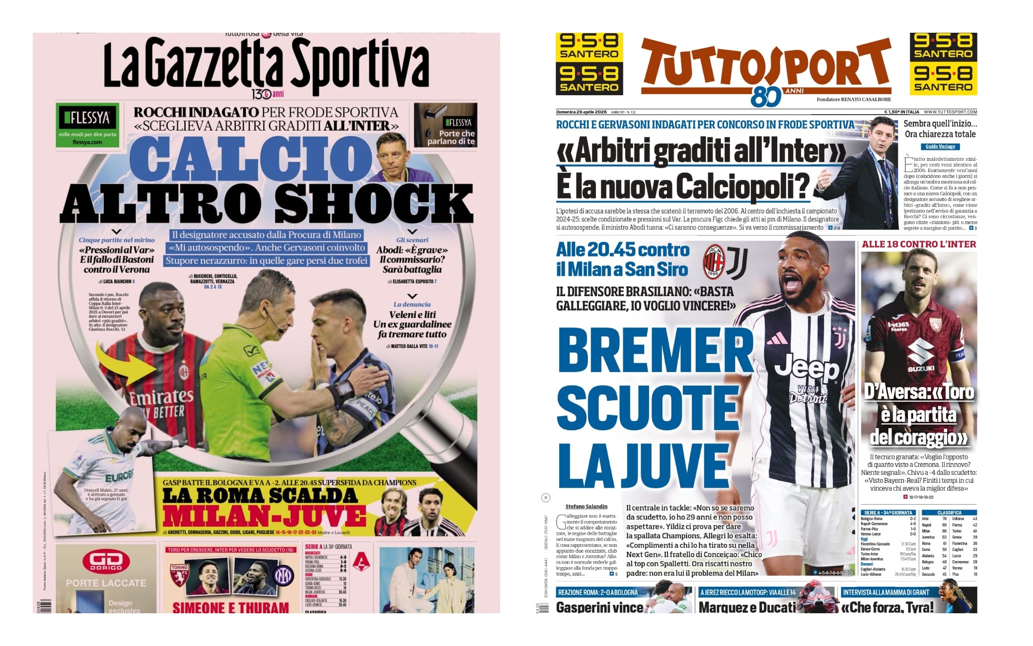 Le prime pagine dei giornali