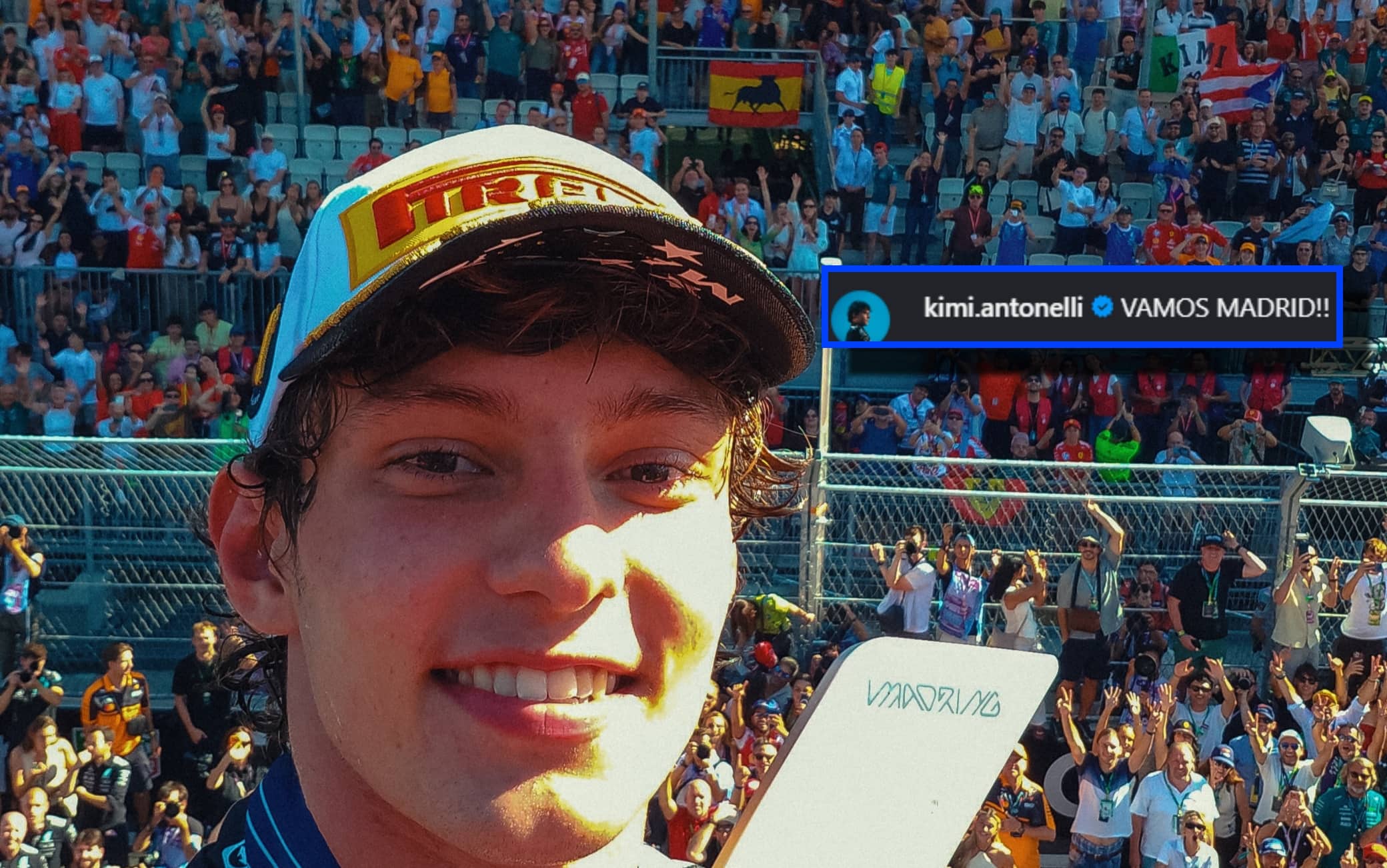 F1, Kimi e il selfie postato dal podio dopo la vittoria al GP Spagna: "Vamos Madrid!"