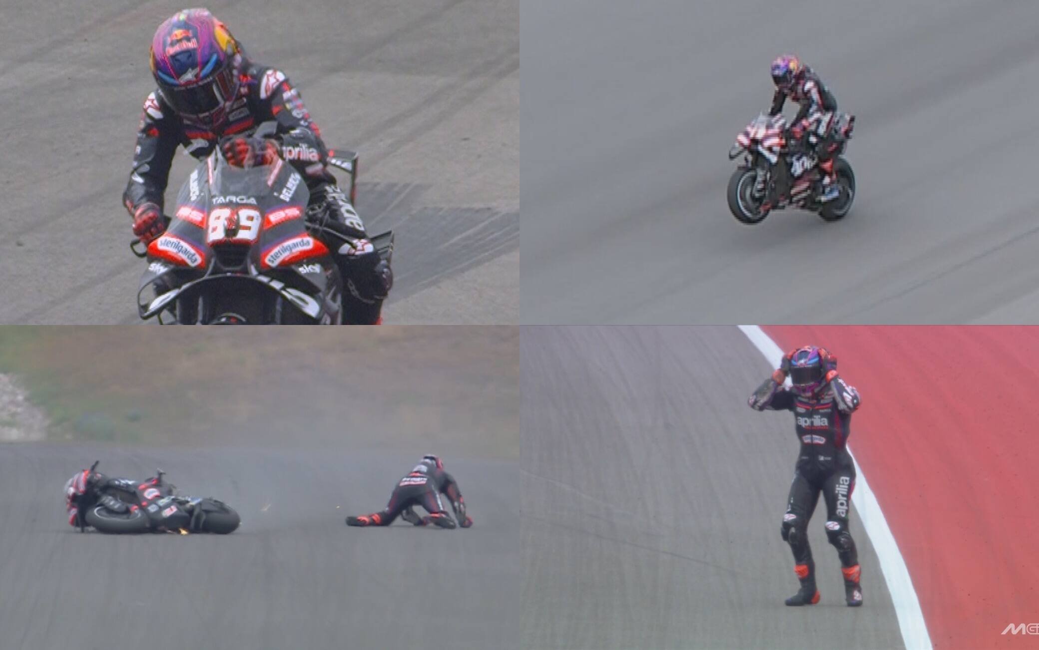 Martin vince la Sprint di Austin ed è pazzo di gioia: rompe cupolino, poi impenna e cade!