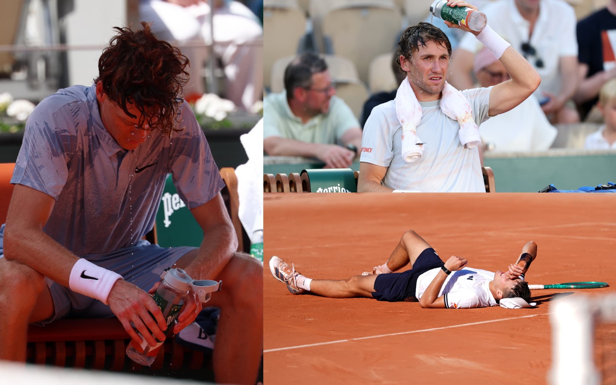 Sinner e i tennisti vittime del caldo al Roland Garros tra ritiri e malori