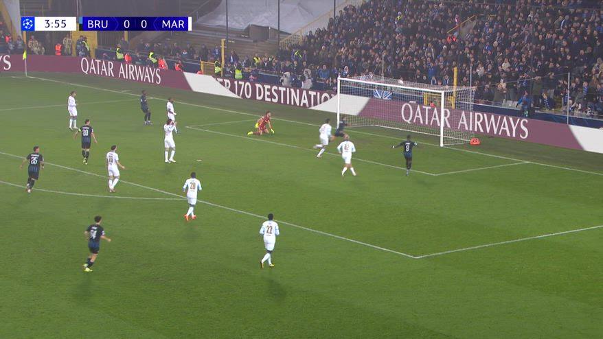 Brugge-Marsiglia, gol di Diakhon grazie alla papera di Rulli